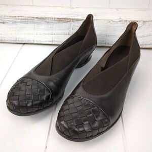 Sesto Meucci Woven Italian Slip On Leather Loafers Dark Brown Size 7